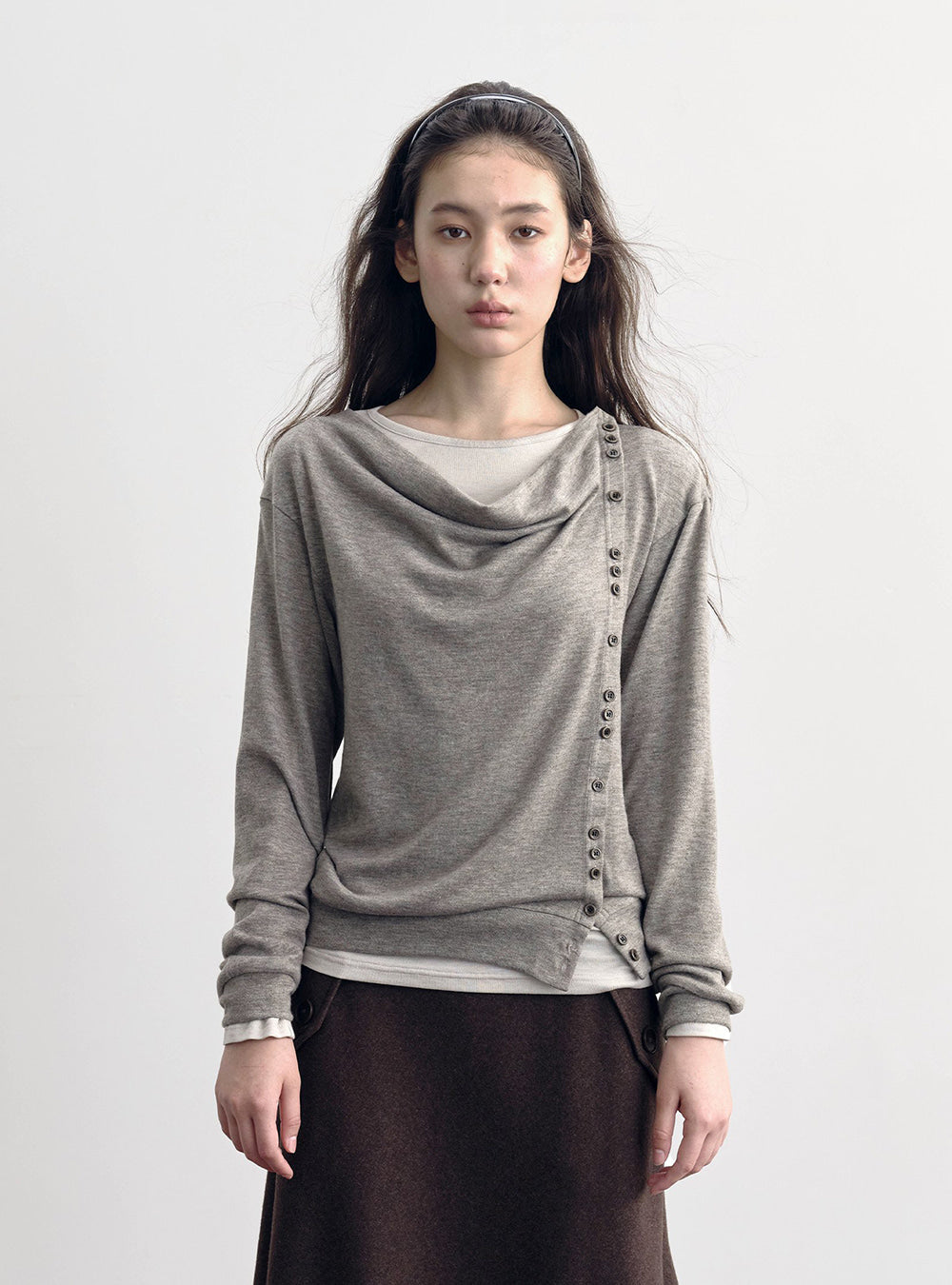 Asym Button Wrap Top
