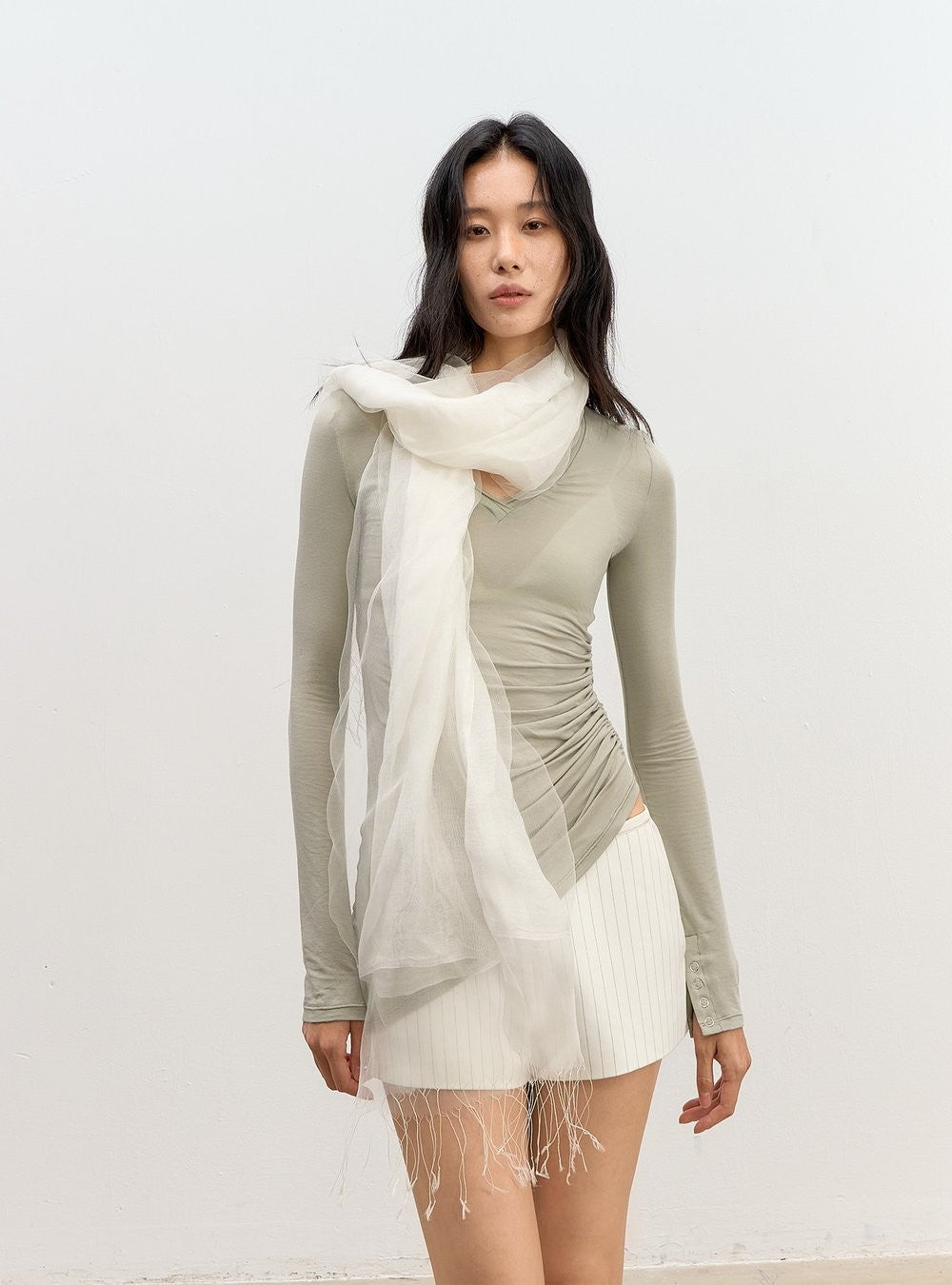 Asym Pleat Shirring Top
