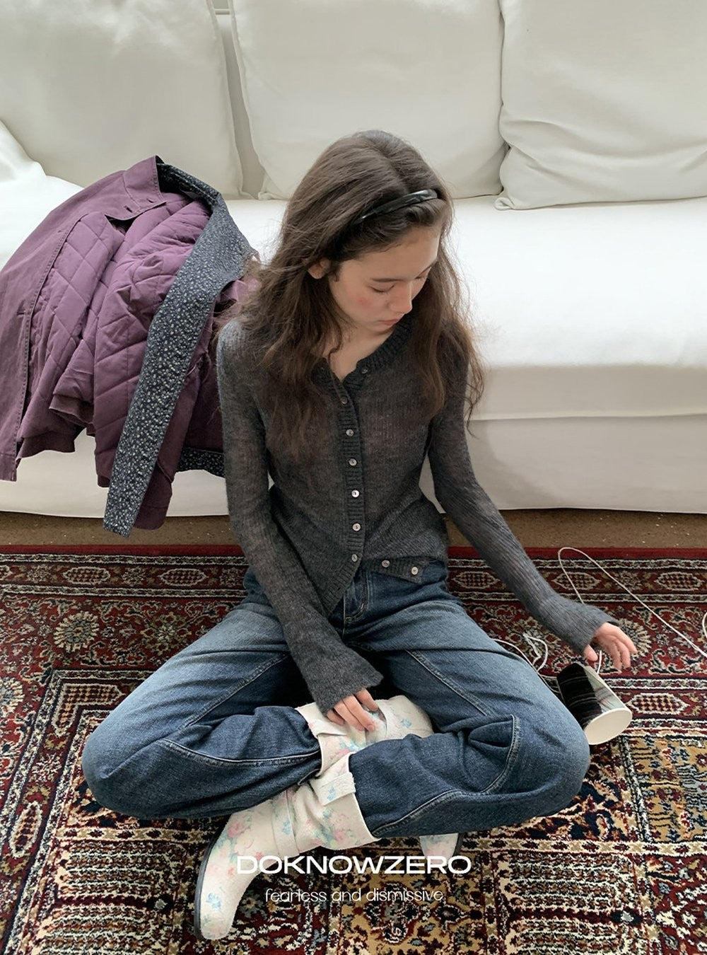Alpaca Blend Rib Cardigan (2color)