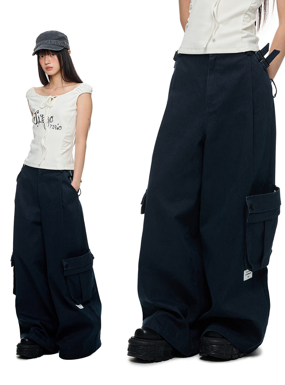 Detachable Butterfly Strap Work Pants