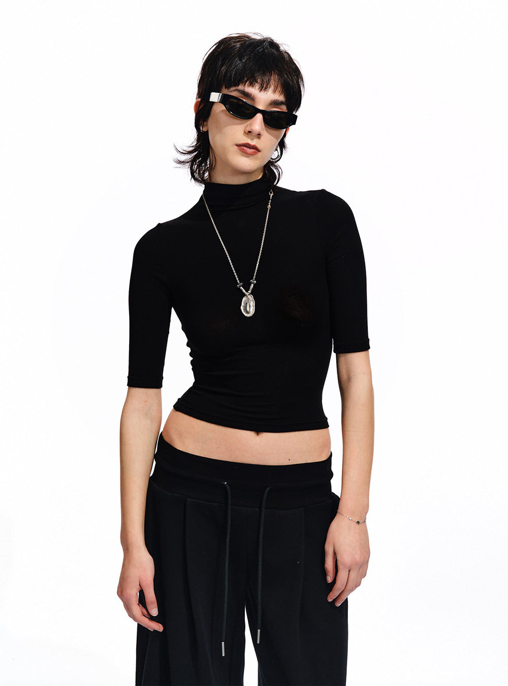 Velour Skin Half Turtleneck Top (3color)
