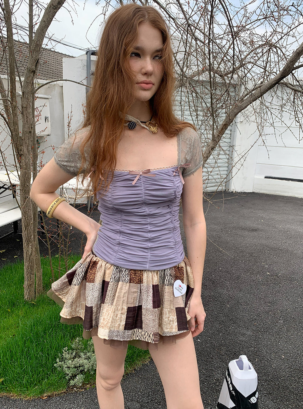 Lavender Lace Ruched Top