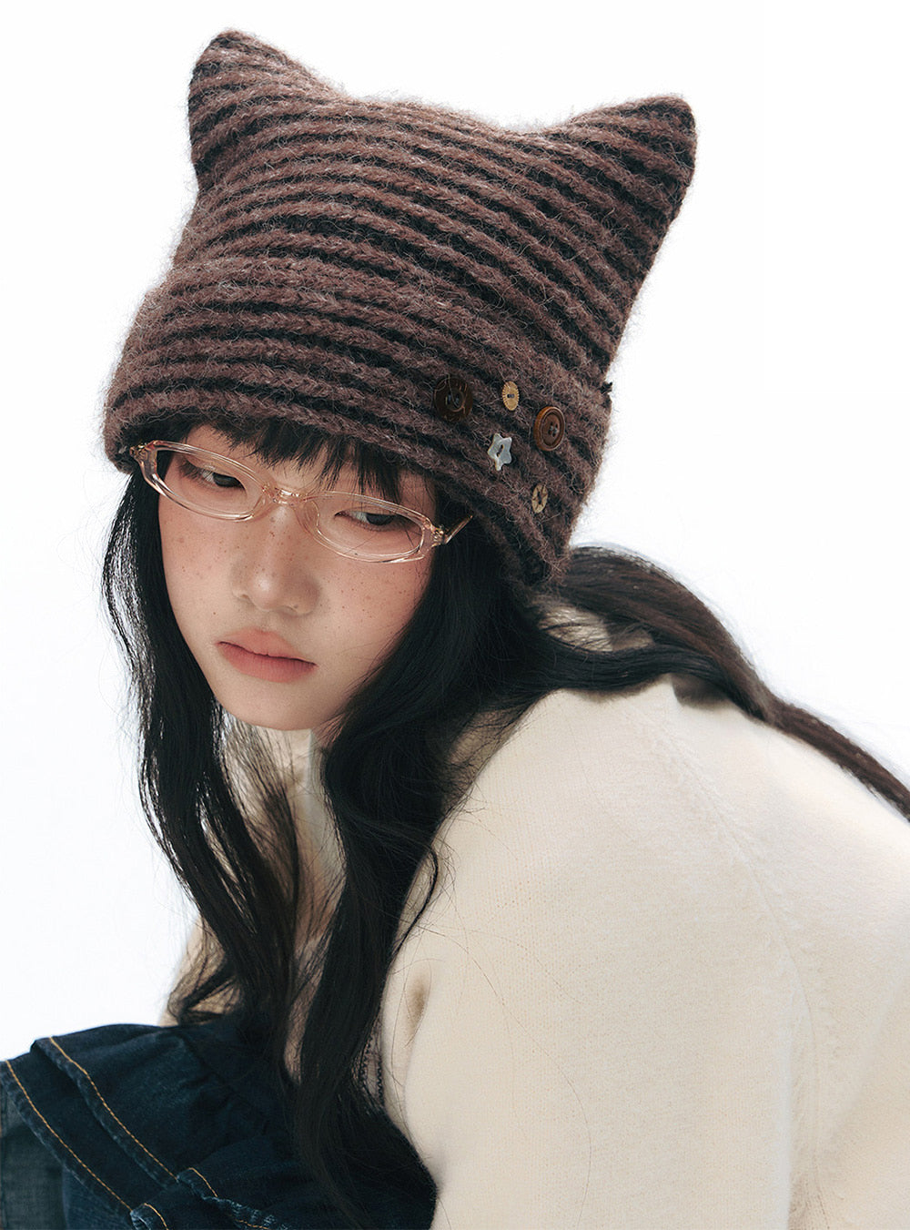 Retro Stripe Knit Beanie (2color)