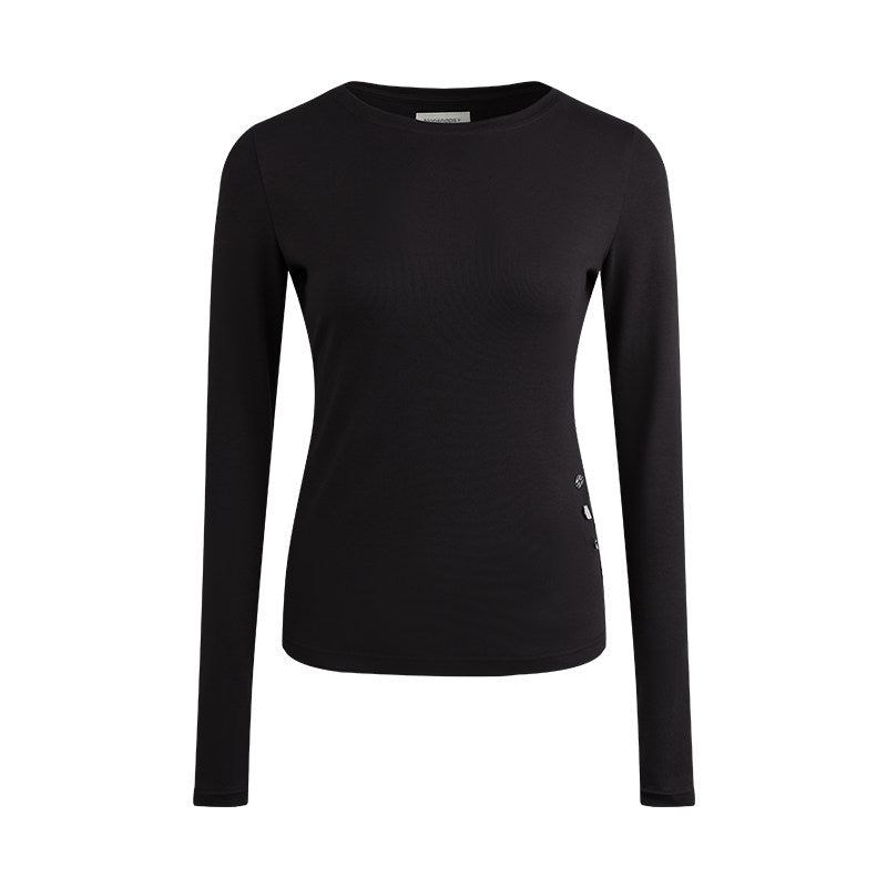 Soft Curve Button Slim Top (4color)