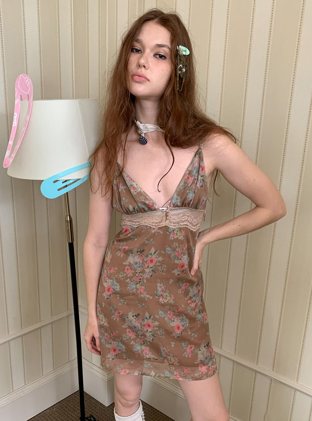 Blush Floral Lace Slip Dress