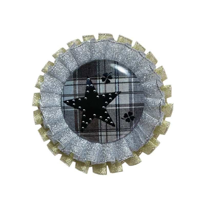 Elegant Lace Trim Floral 8Cm Round Badge Brooch Set Pins For Bags Accessories