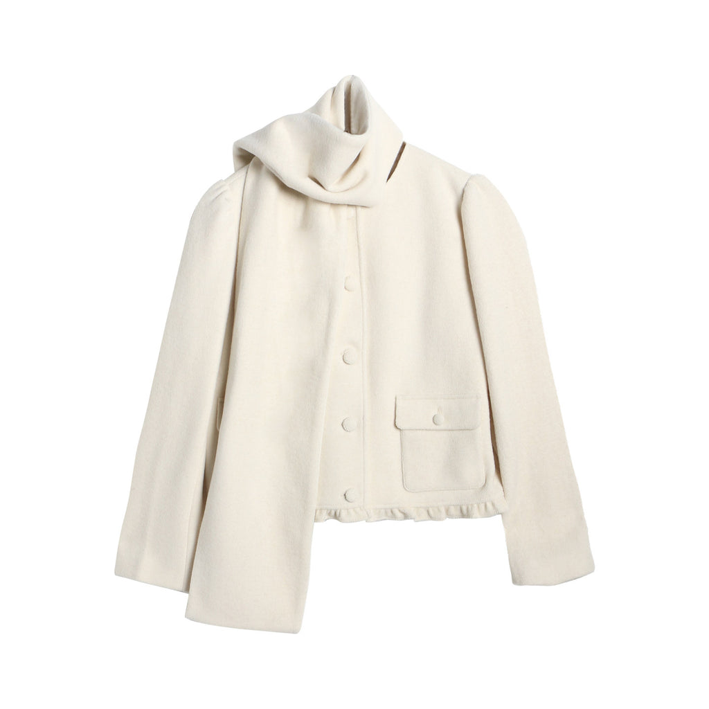 Textured Knit Jacket Scarf Set (2color)