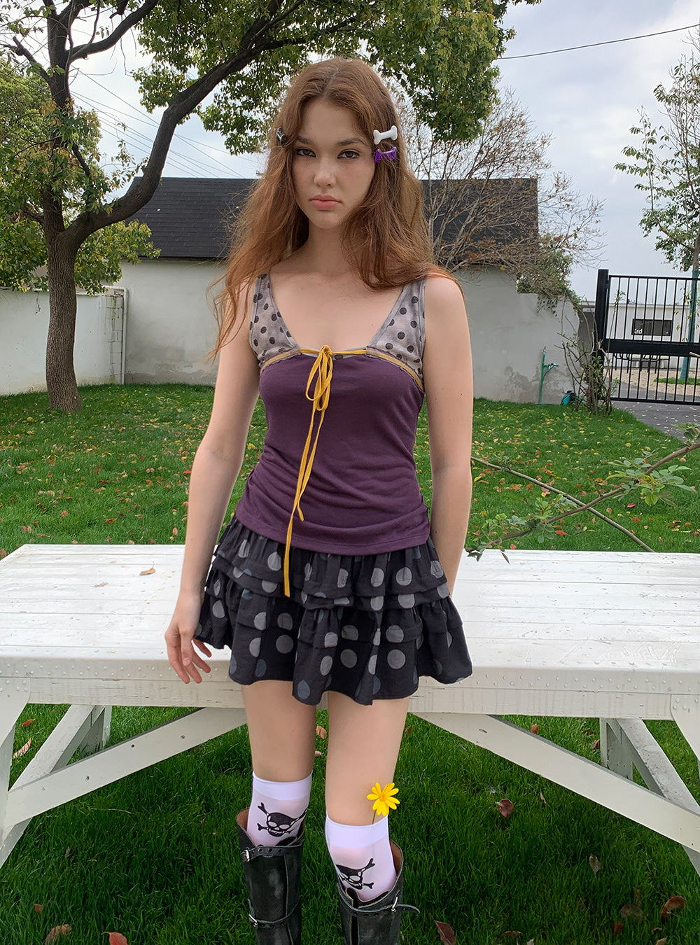Polka Layer Contrast Tank Top