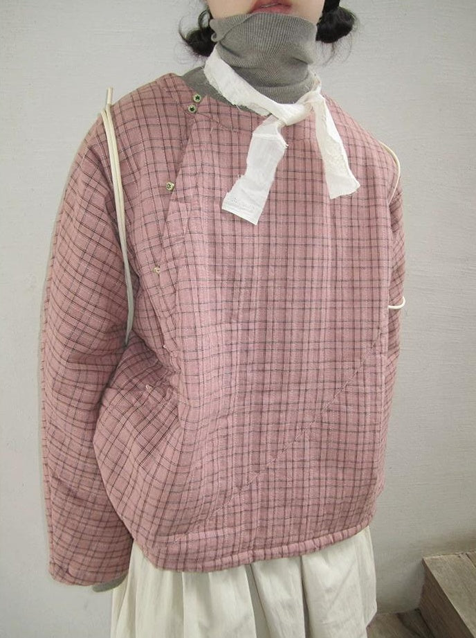 3months | PINK PLAID COTTON JACKET【ID:TN00034】