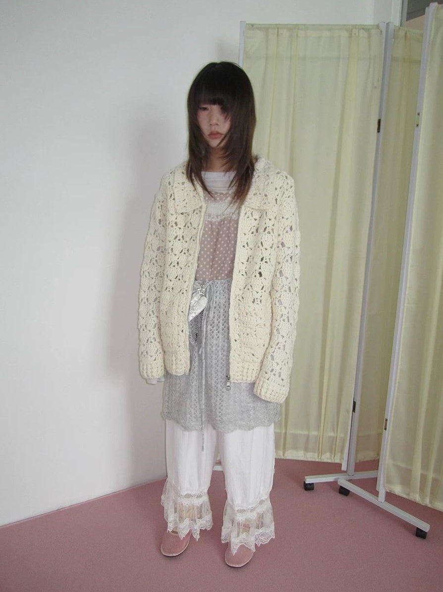 3months | HOLLOW ZIP KNITTED CARDIGAN【ID:TN00039】