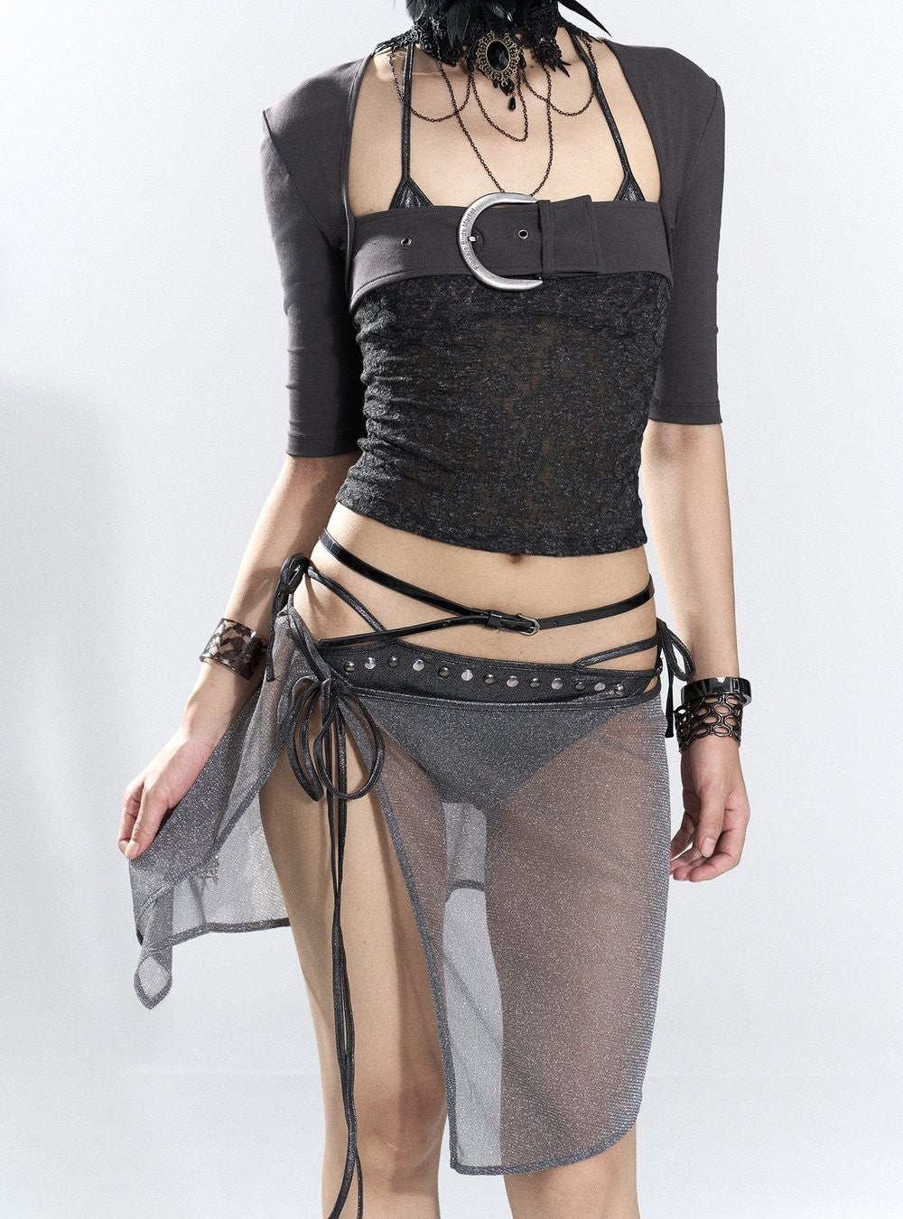 Patchwork Buckle Sleek Top