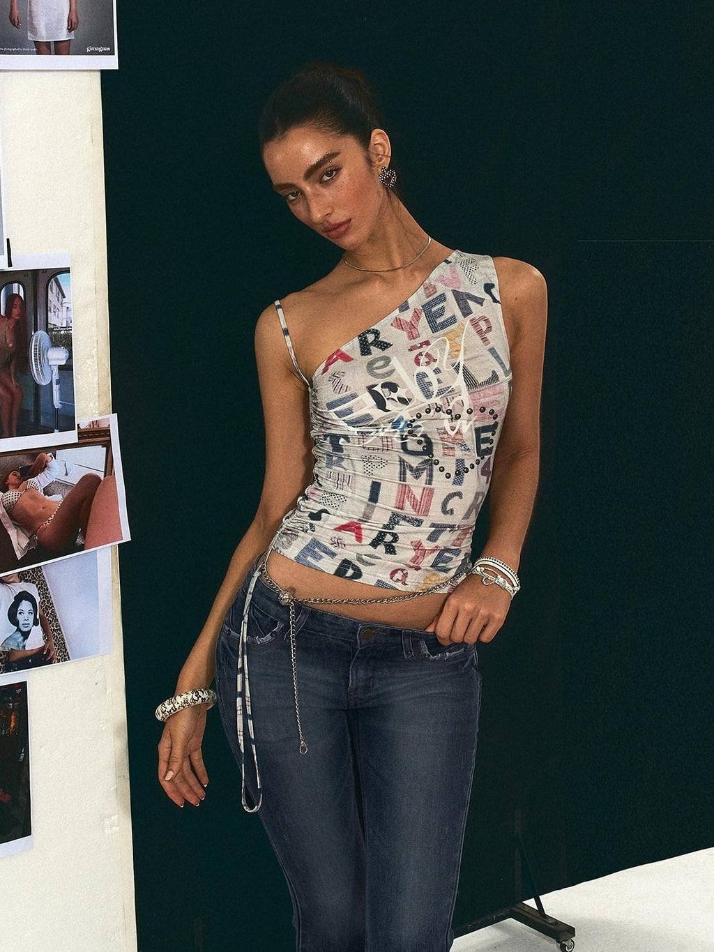 Original Backless Slim Fit Cropped Cotton Women Printed Letter Tank Tops