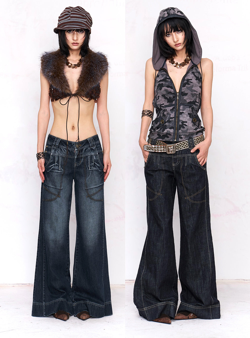 Y2K Retro Flare Denim Pants (2color)