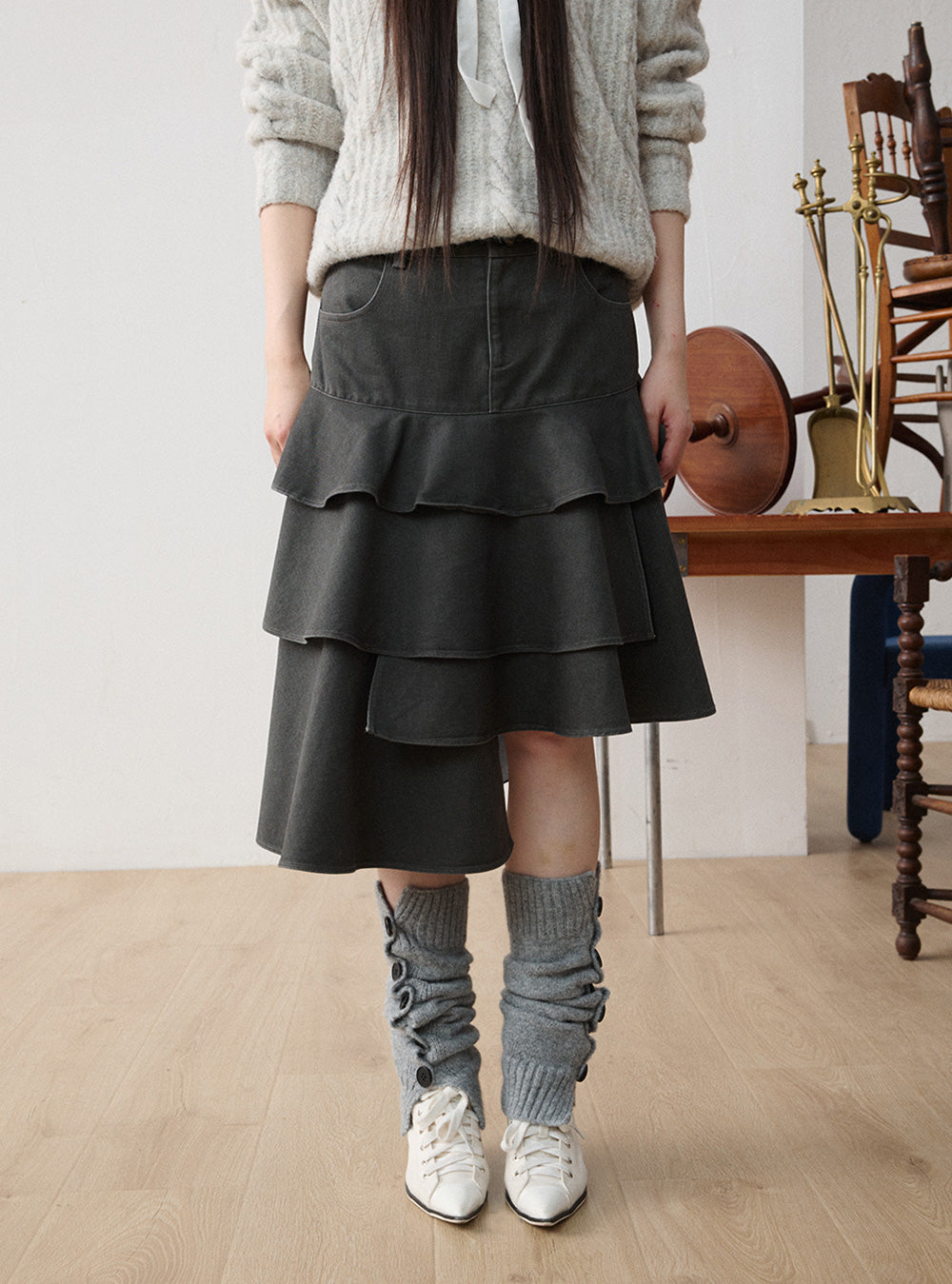 Faux Denim Vintage Mermaid Skirt