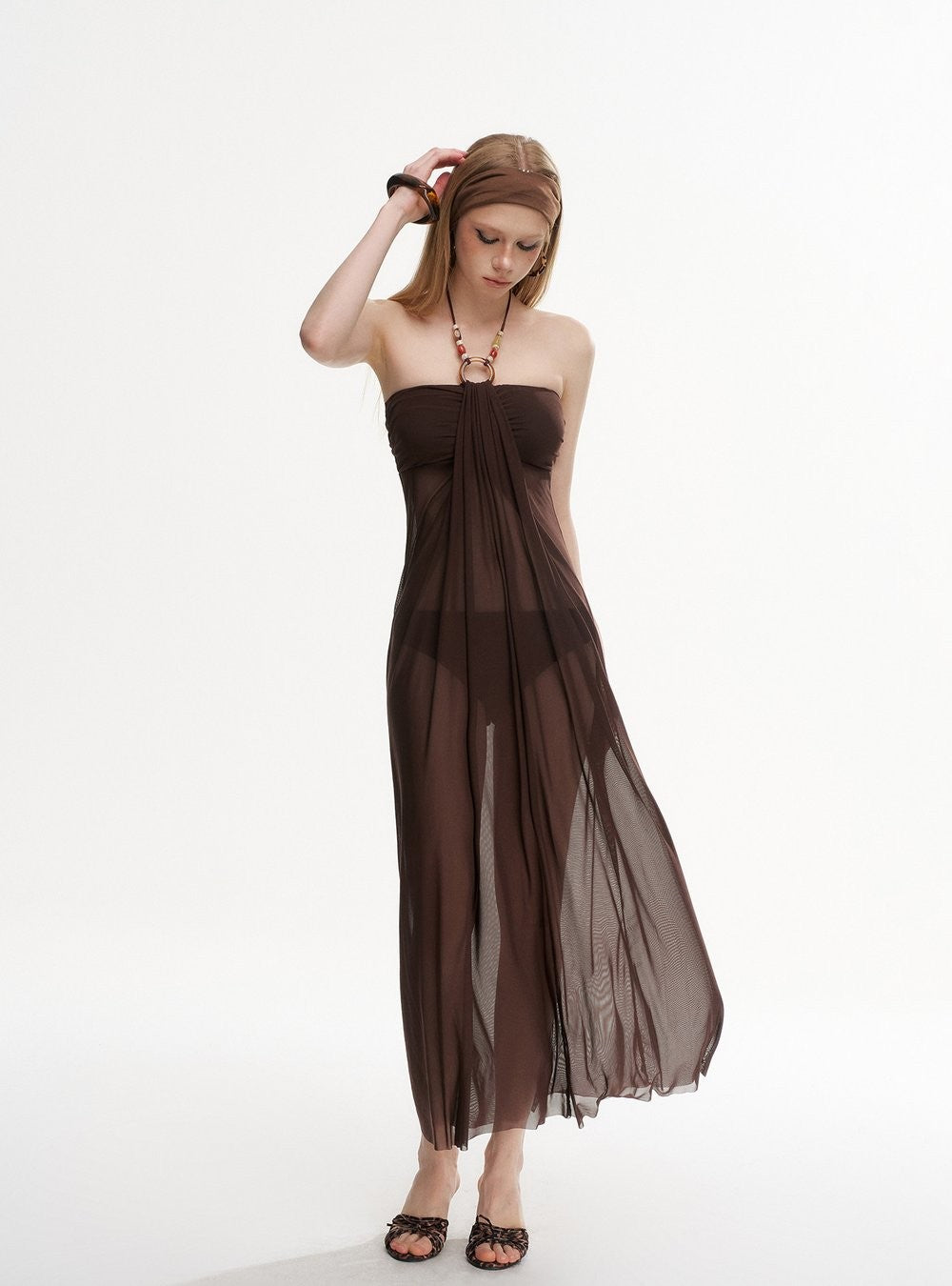 Ring Draped Dress Swim Set (2Piece)