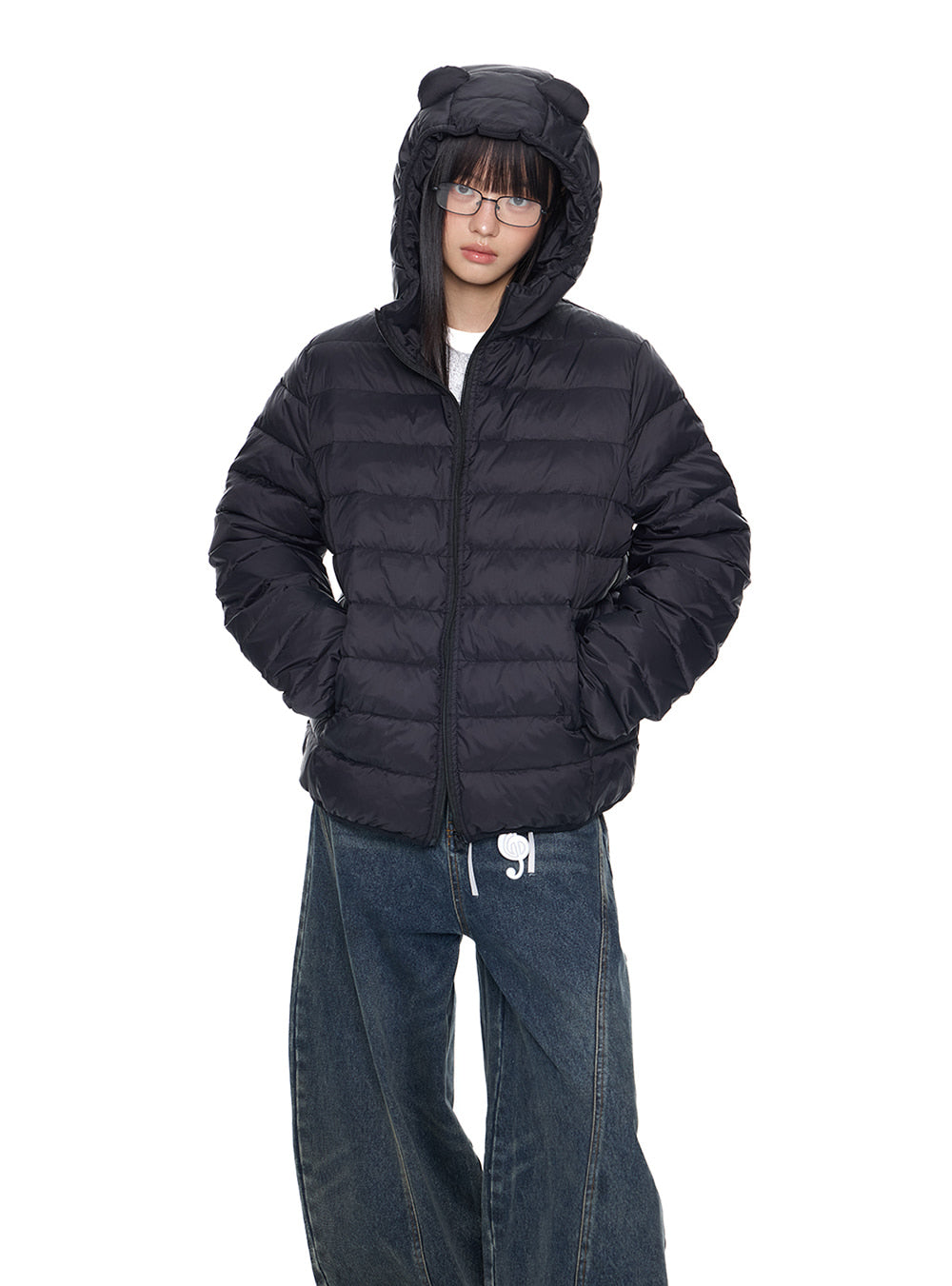 Winter Bear Ear Duck Down Hoodie Jacket(3color)