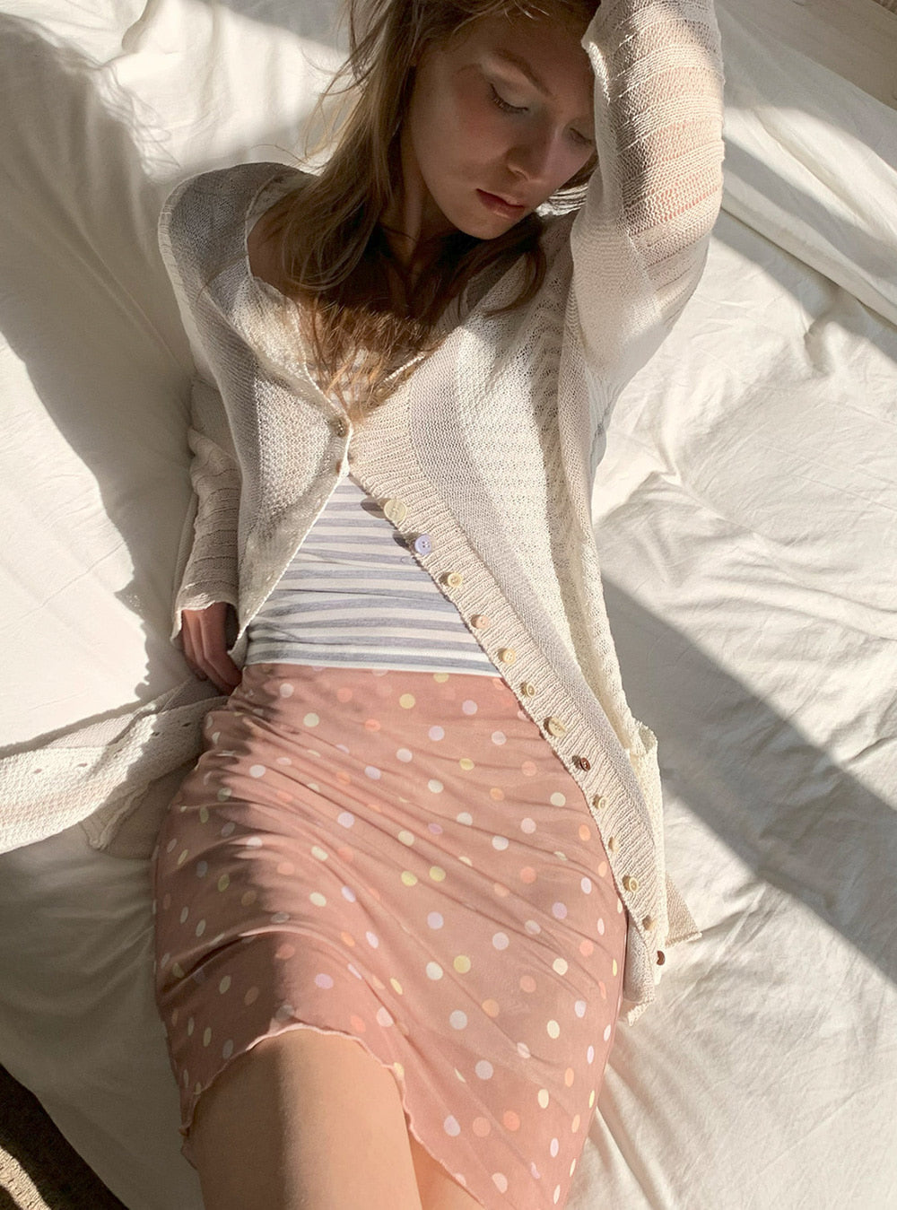 Citrus Love Polka Bodycon Skirt