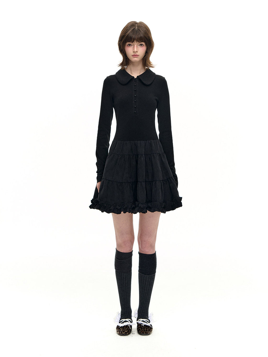 Romance Nanci Puff Polo Knit Layered One-Piece