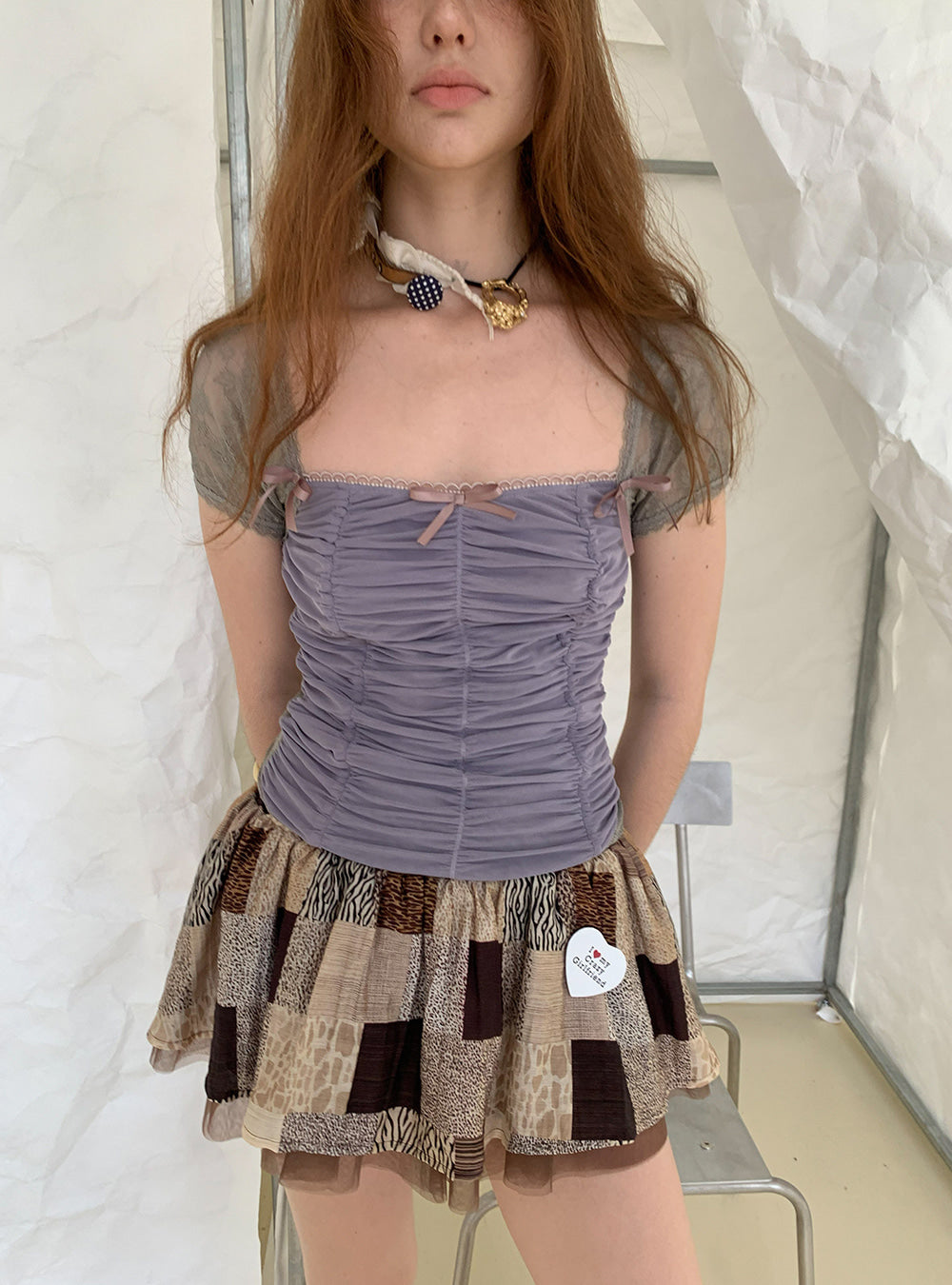 Lavender Lace Ruched Top