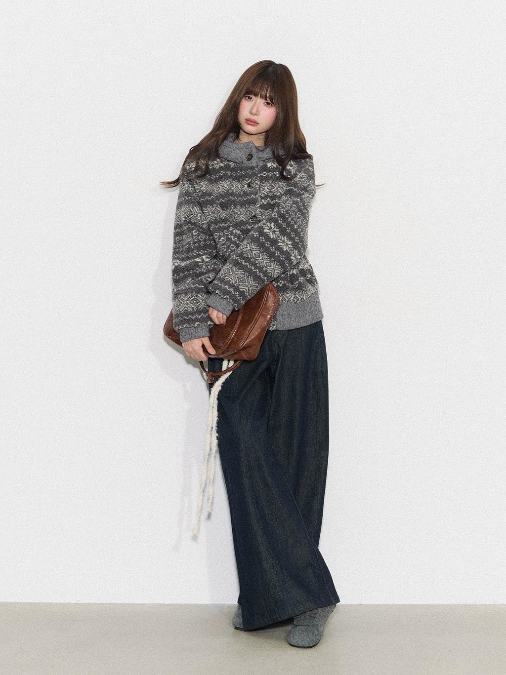 THELIGHT | CASUAL KNIT PATCHWORK JACKET【ID:TN00093】