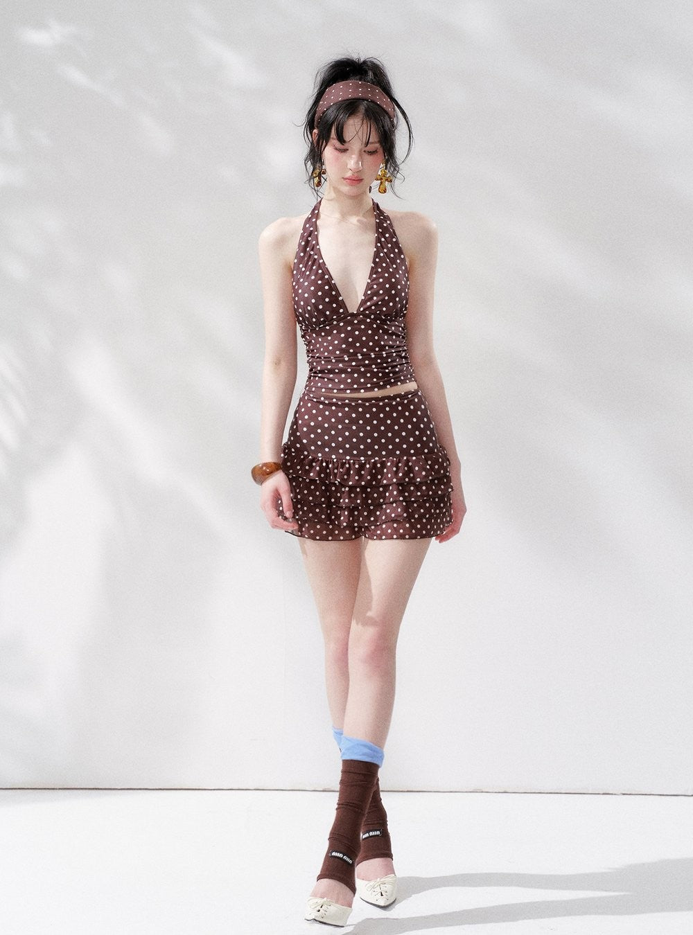 Island Dot Ruffle Skirt Swim Set