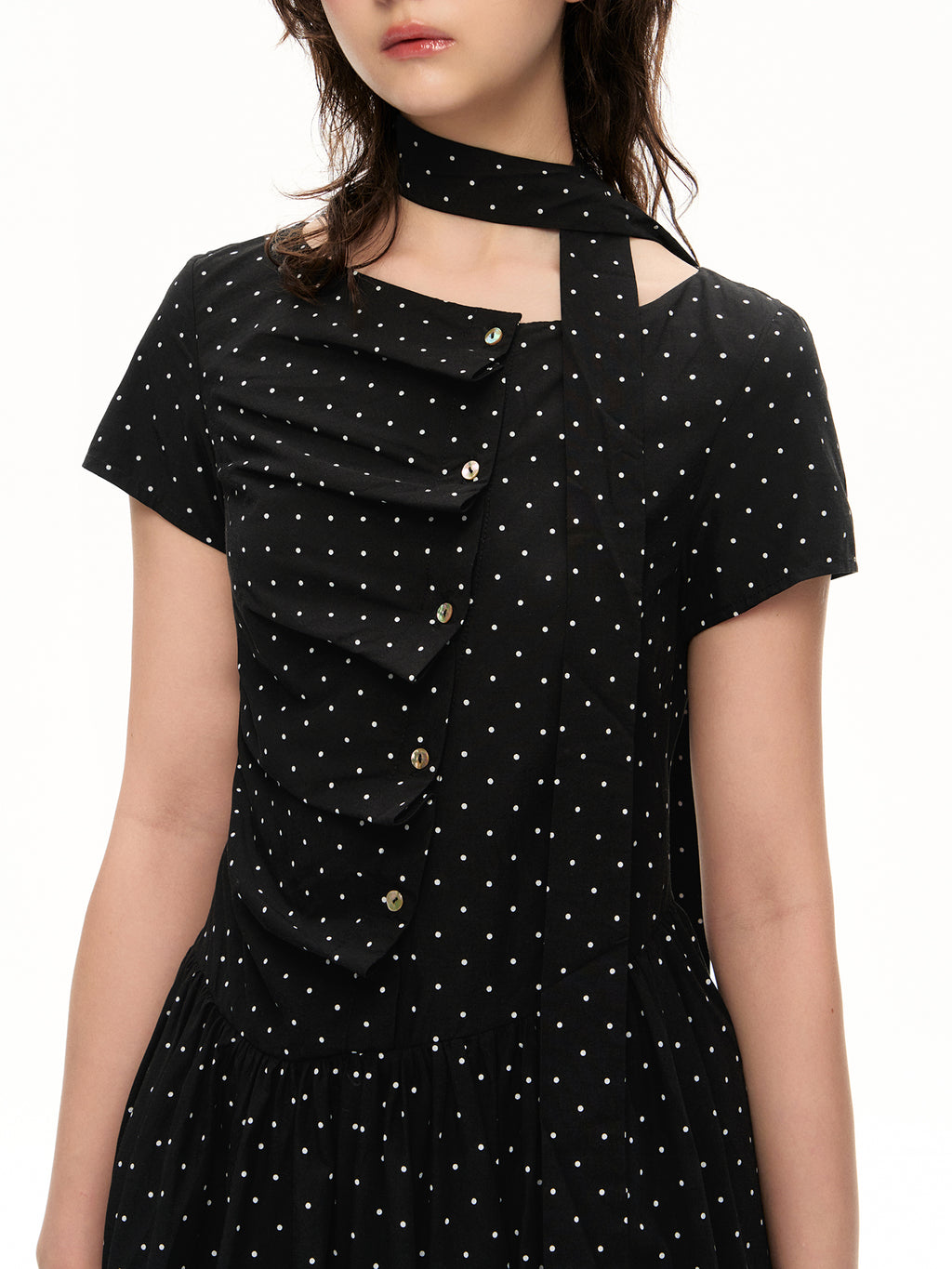 Romance Nanci shirring button point pleated one-piece