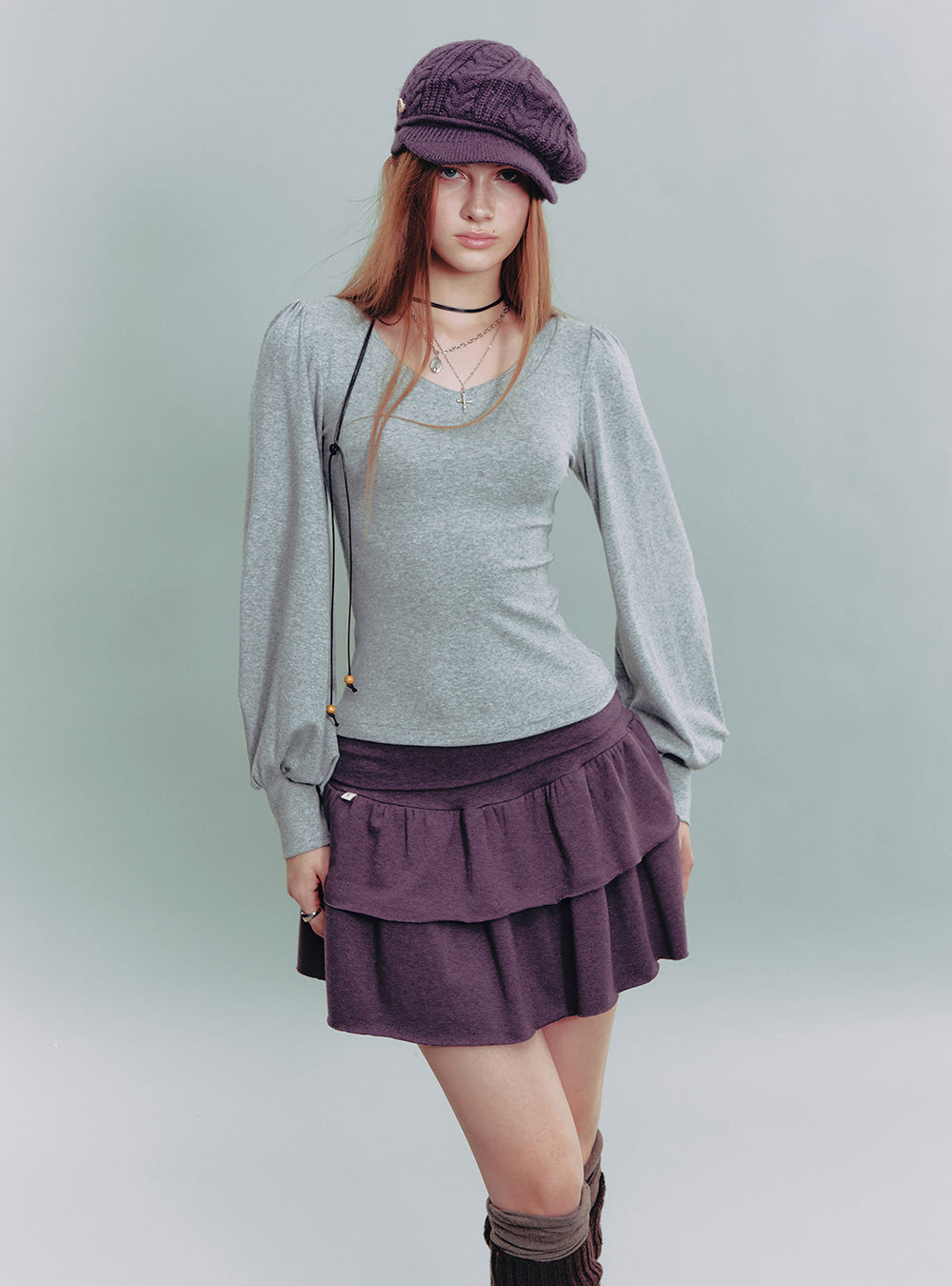 Wing Print Puff Sleeve Top (2color)