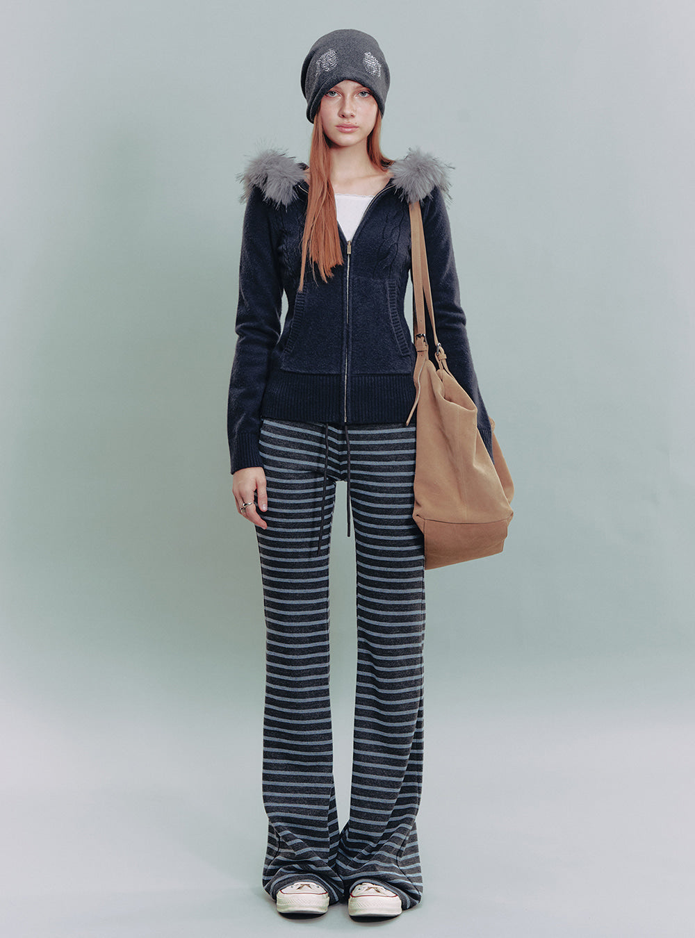 Striped Knit Flare Pants (2color)
