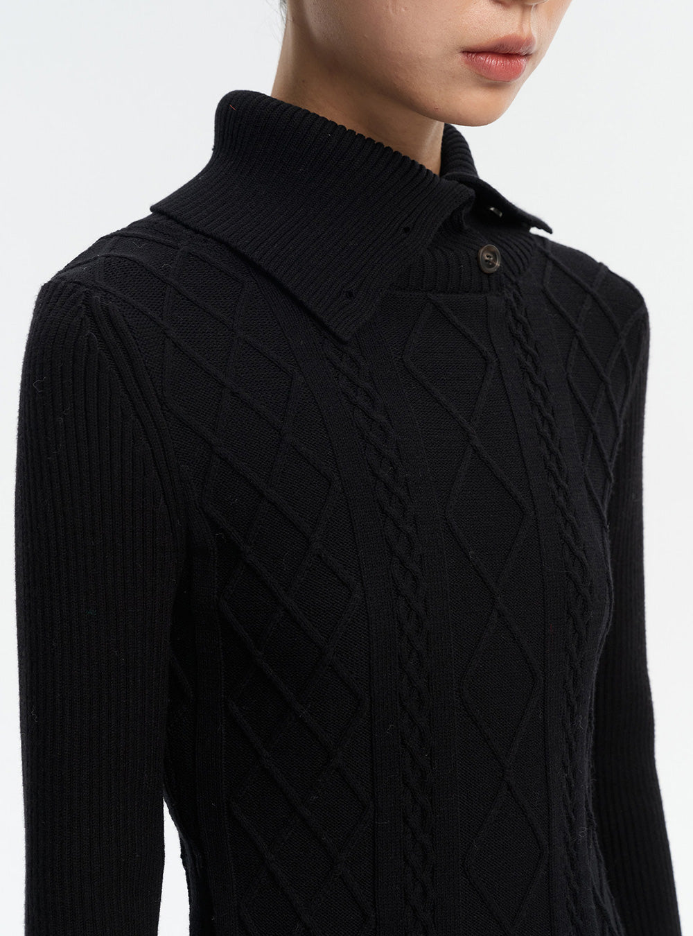 Solid Highneck Slim Knit Base Top