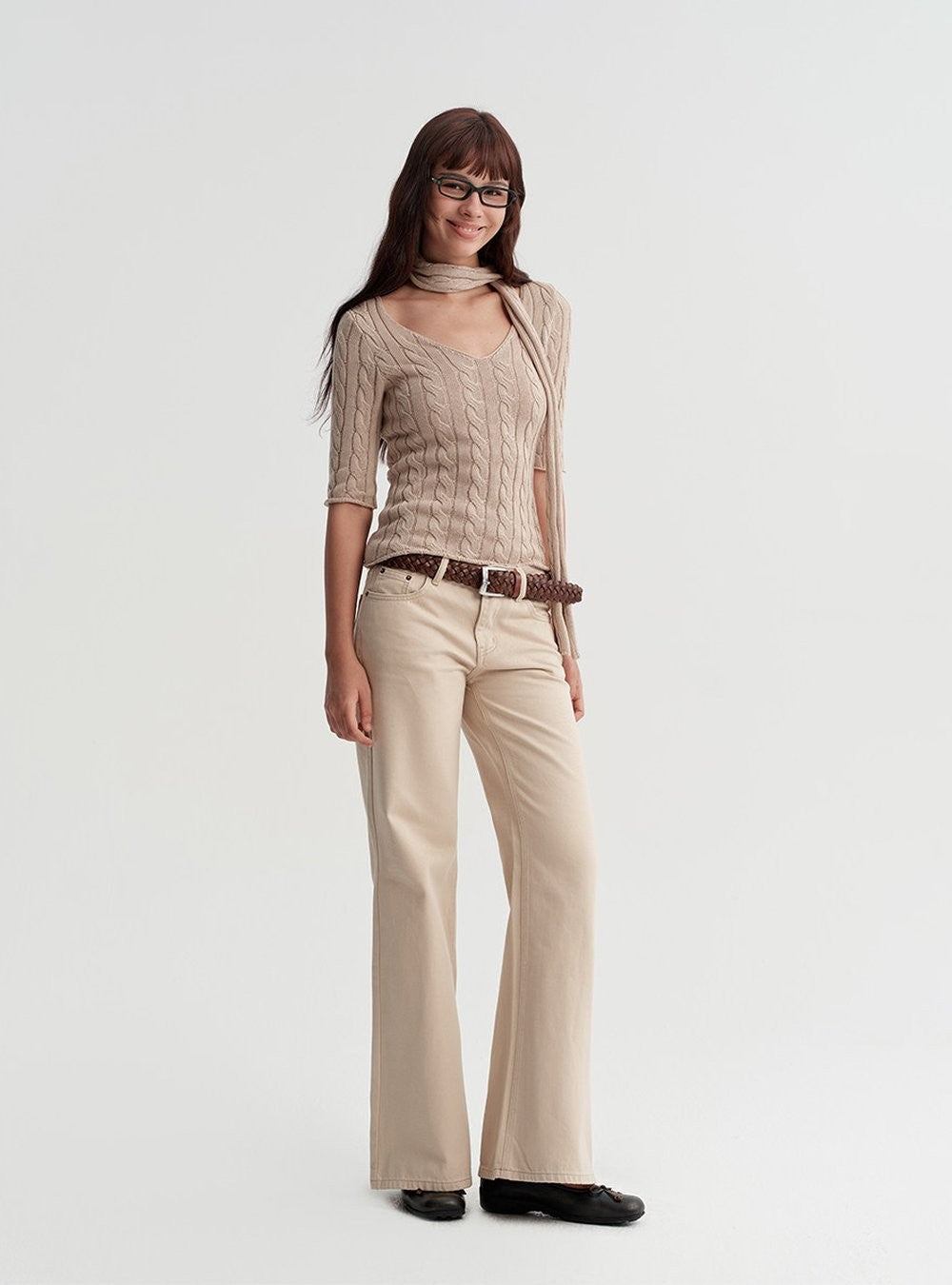 Cable Knit Scarf Top (2color)