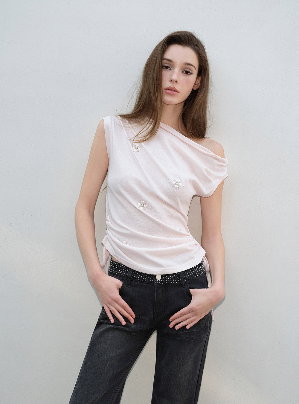Blush Pearl Drape Top