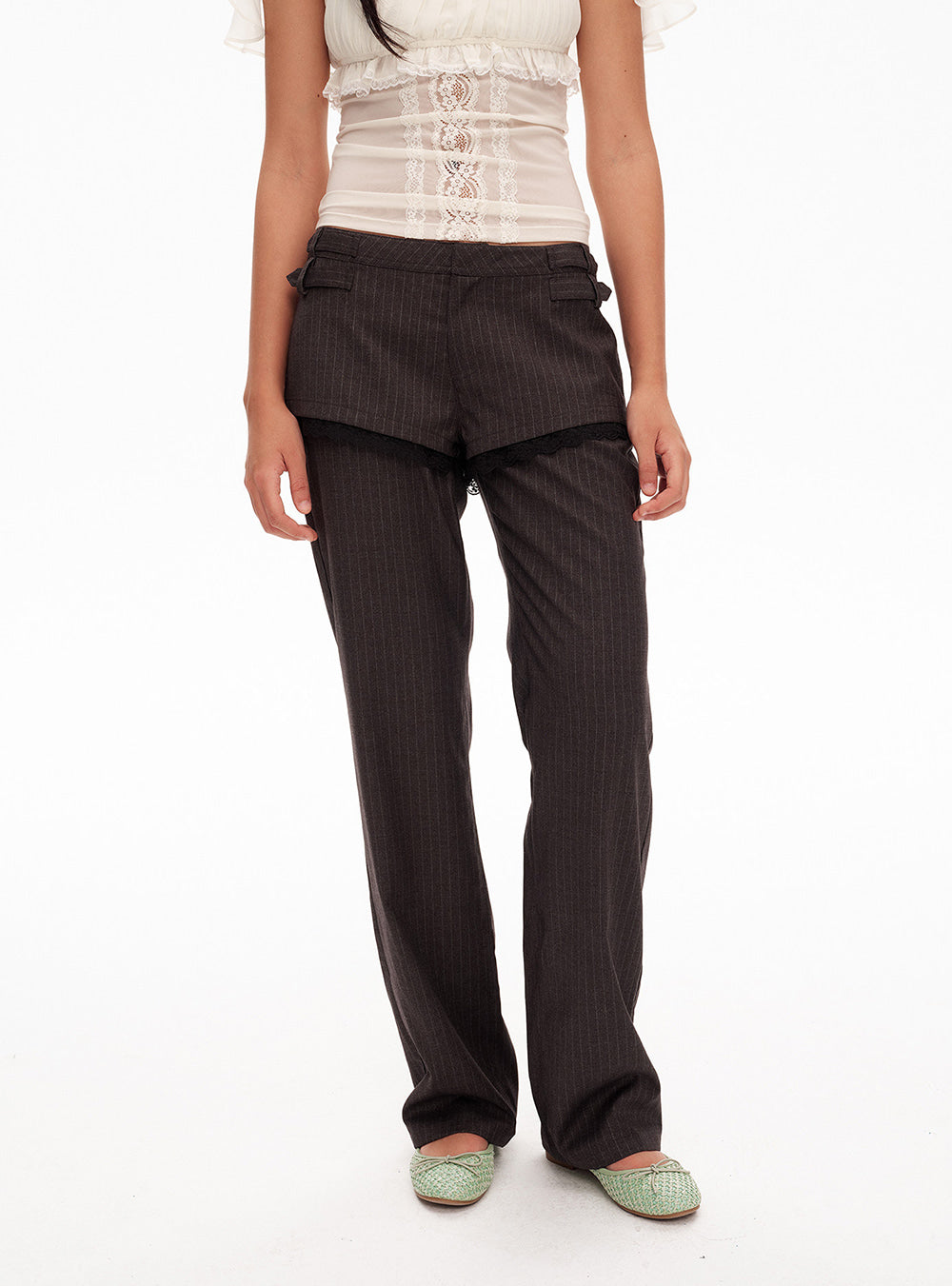 Charcoal Pinstripe Layered Pants