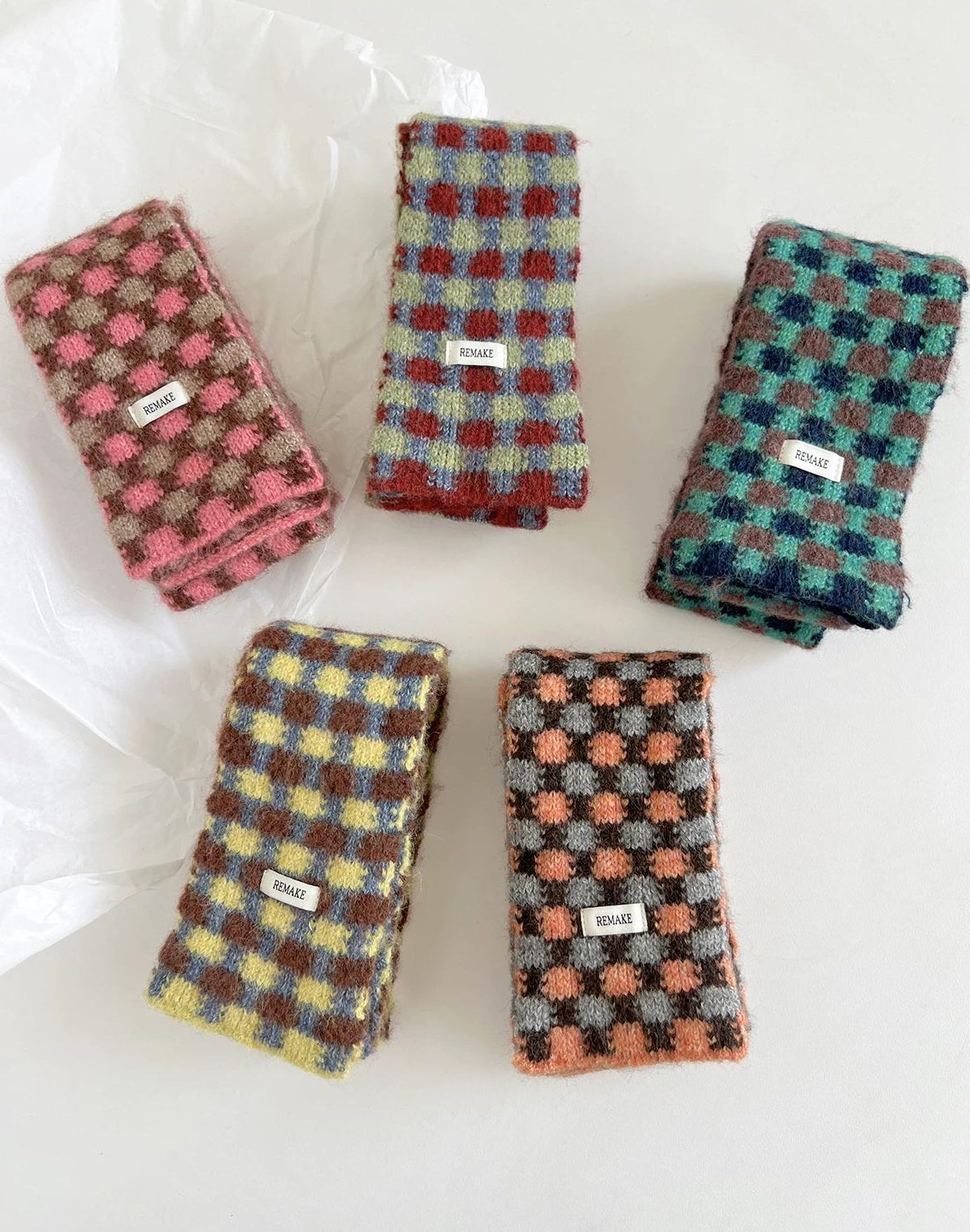 TRIA SELECT | PLAID COLOR BLOCK SCARF【ID:TN00080】
