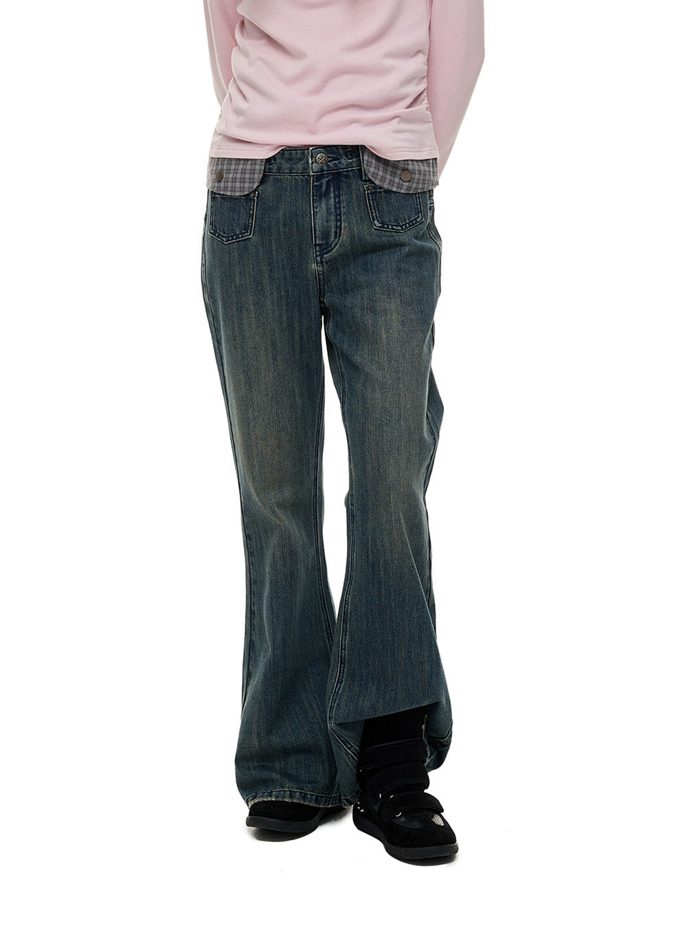 Washed Slim-Fit Semi Bootcut Jeans