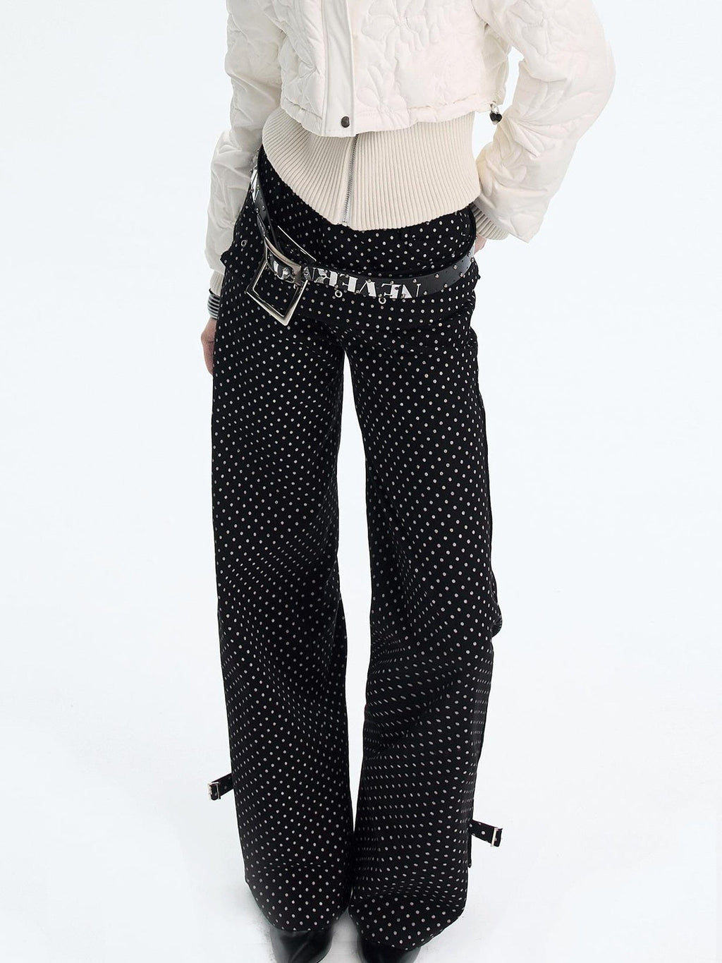 Sleek Black Printed Pu Pin Buckle Slim Women Adjustable 107Cm Faux Leather Belts