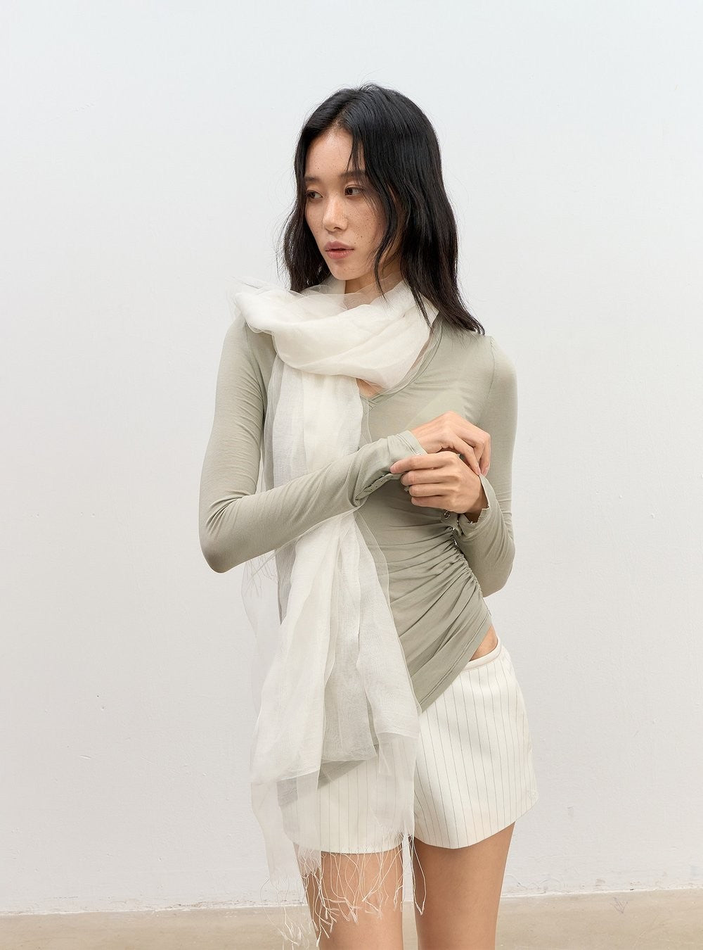 Asym Pleat Shirring Top