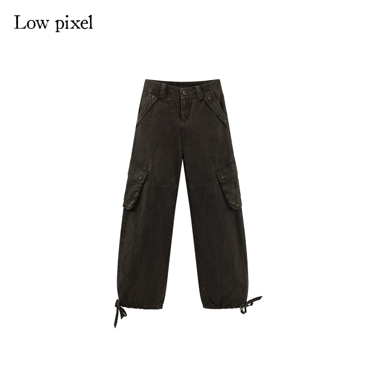High Waist 100 Percent Cotton Vintage Slim Fit Women Coffee Brown Straight Pants