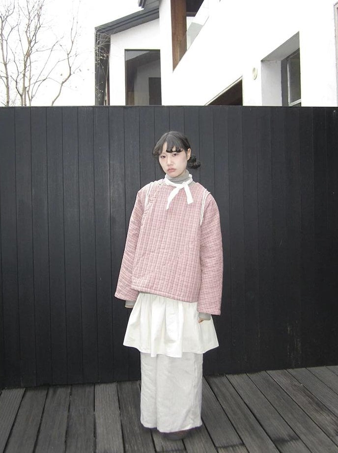 3months | PINK PLAID COTTON JACKET【ID:TN00034】