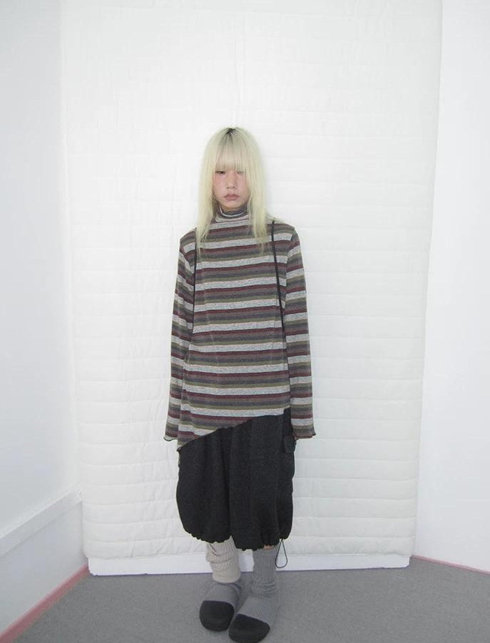 3months | HIGH NECK STRIPED TOP【ID:TN00052】