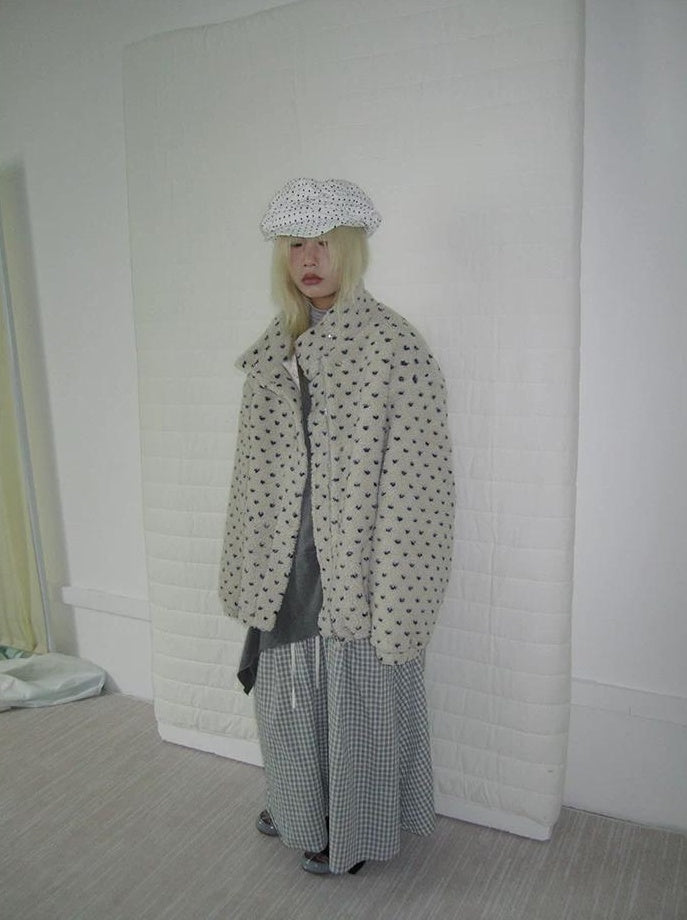 3months | POLKA DOT JACQUARD WOOL COAT【ID:TN00056】