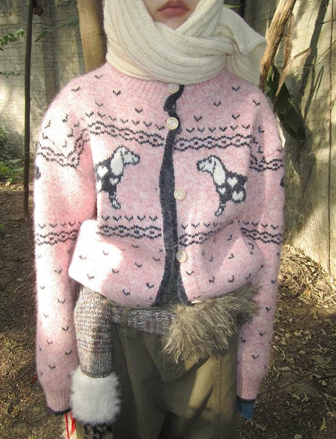 3months | SWEET JACQUARD HIGH NECK CARDIGAN【ID:TN00037】