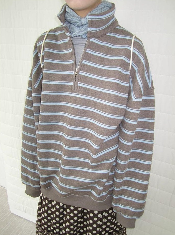 3months | RETRO STRIPED BOA SWEATER【ID:TN00065】