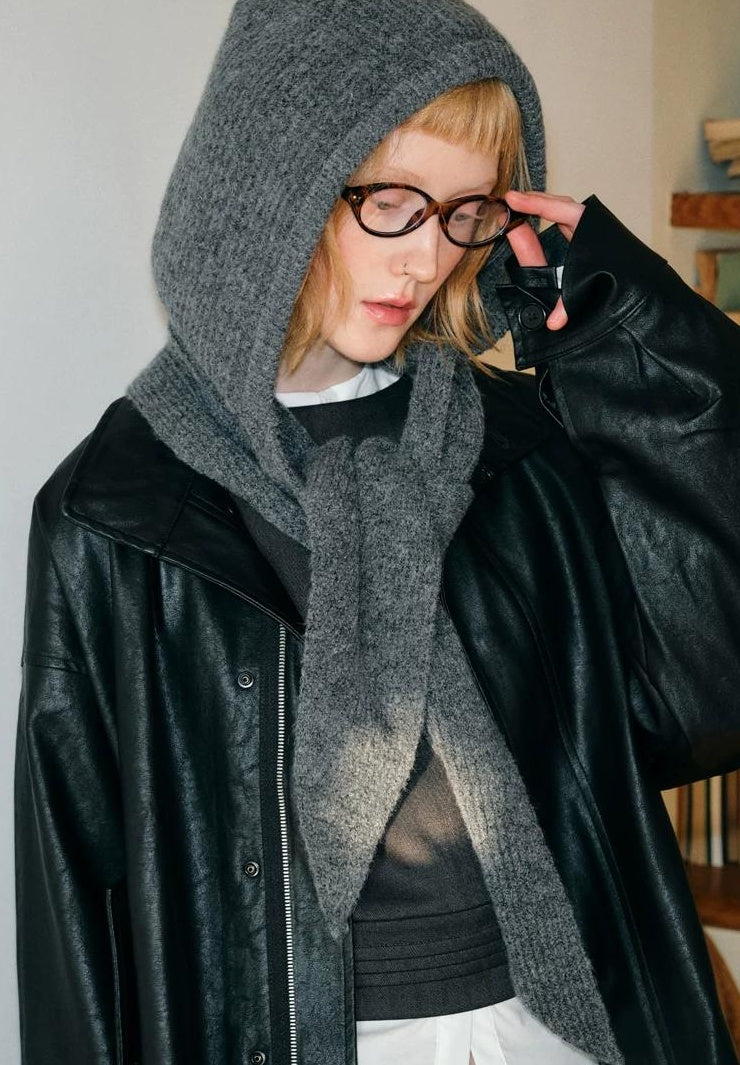 TRIA SELECT | KNITTED HOODED SCARF HAT SET【ID:TN00088】