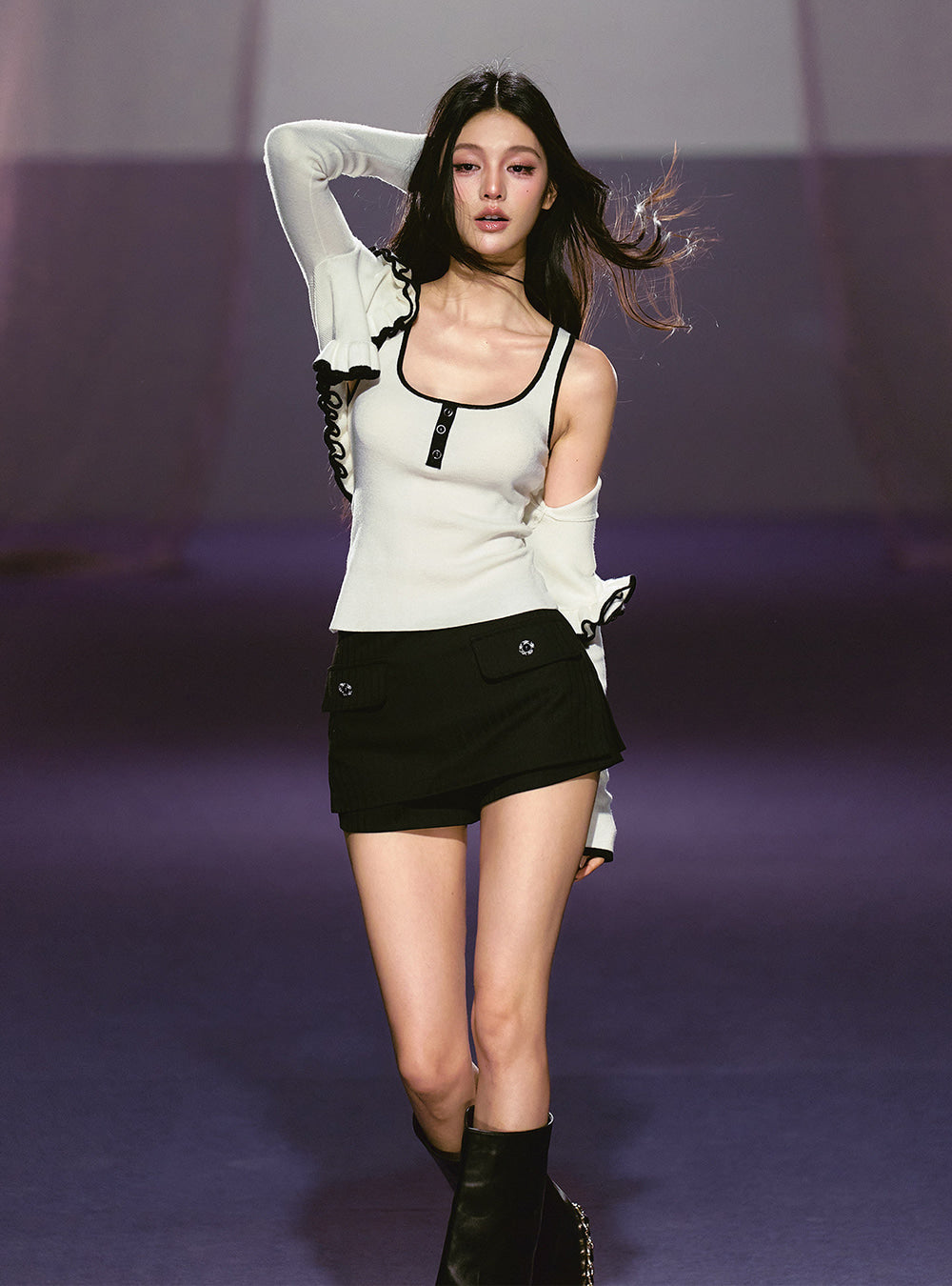 Button Flap Low Rise Mini Skort