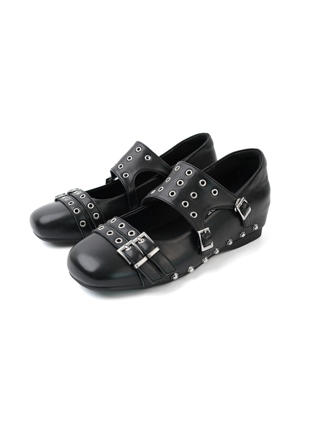 Black Art Deco Double Strap Shoes