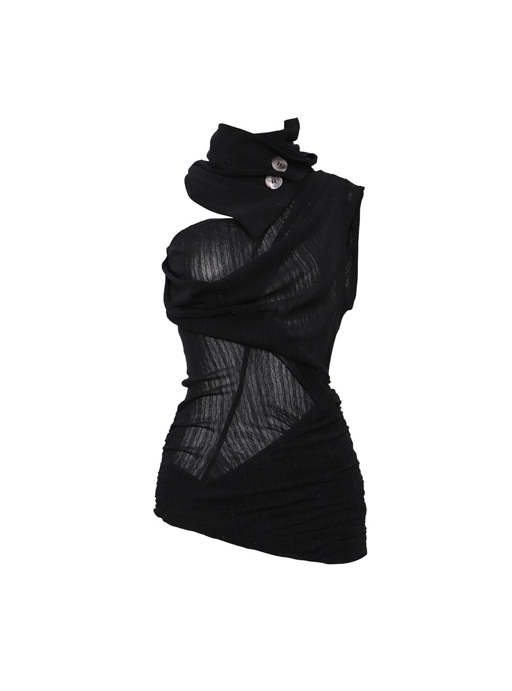 Sheer Draped Sleeveless Top (3color)
