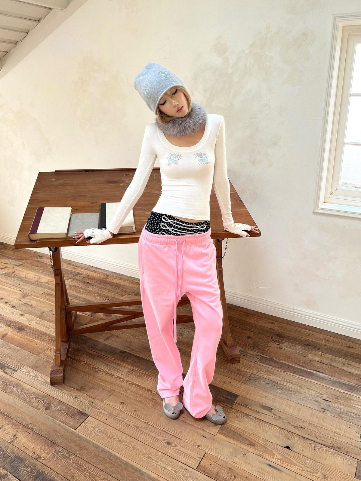 100 Percent Cotton Soft Comfort Casual Natural Waist Unisex Pink Straight Pants