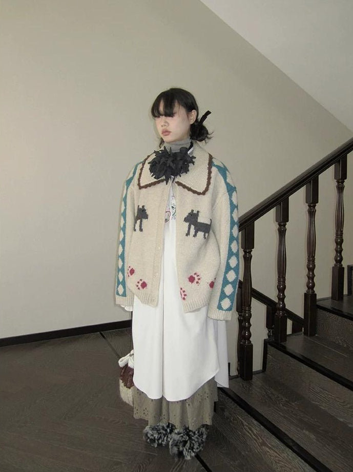 3months | VINTAGE LAPEL CARDIGAN SWEATER【ID:TN00048】