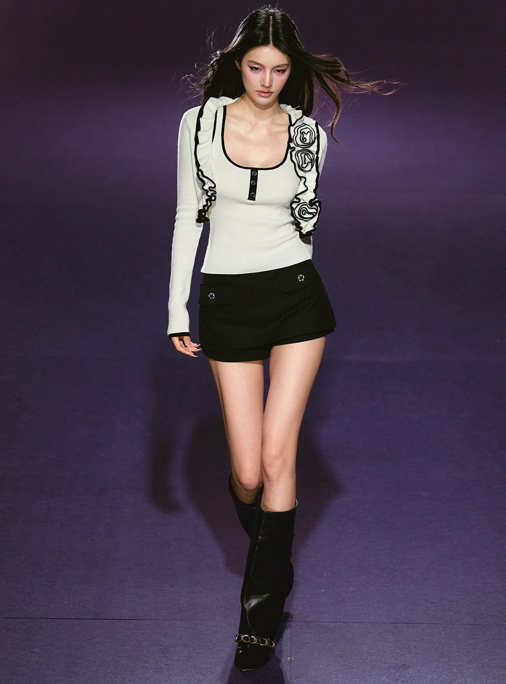 Button Flap Low Rise Mini Skort