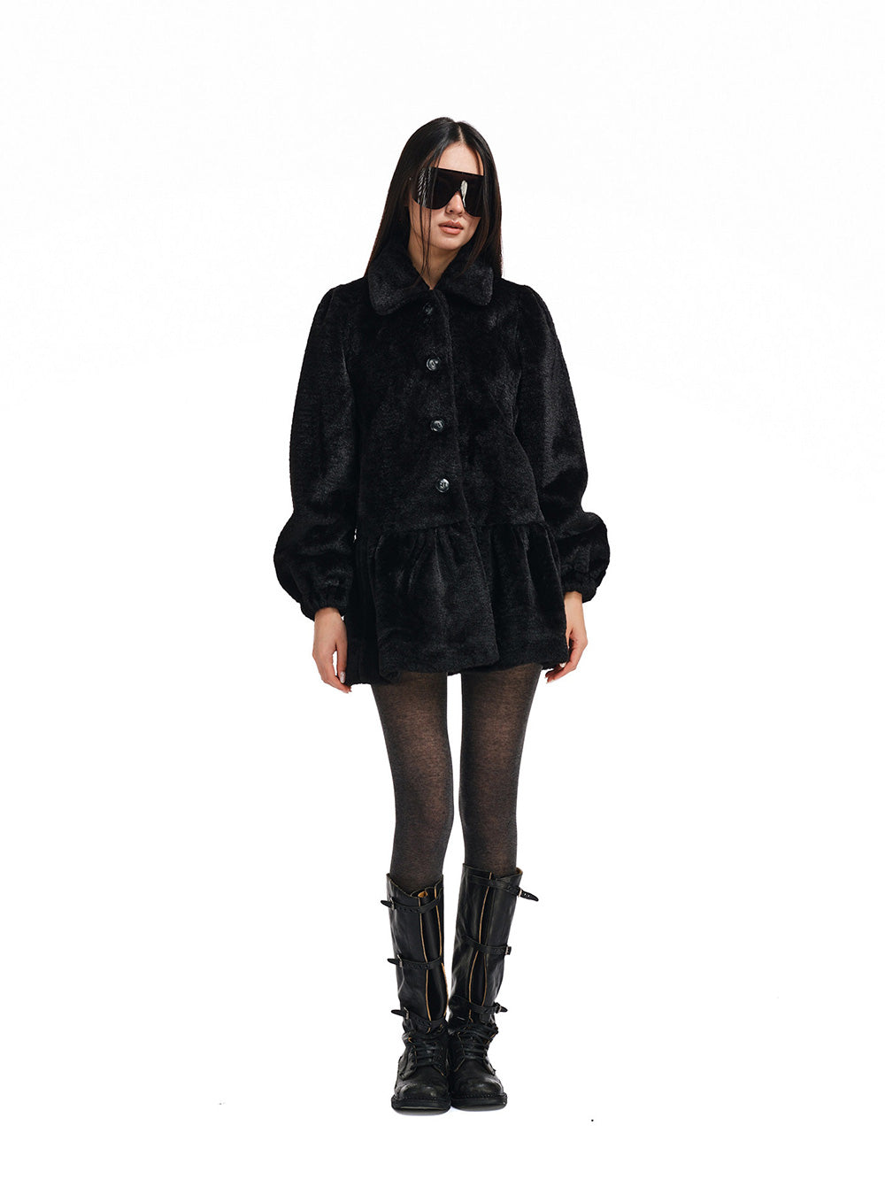 Volume Flare Faux Fur Coat (2color)